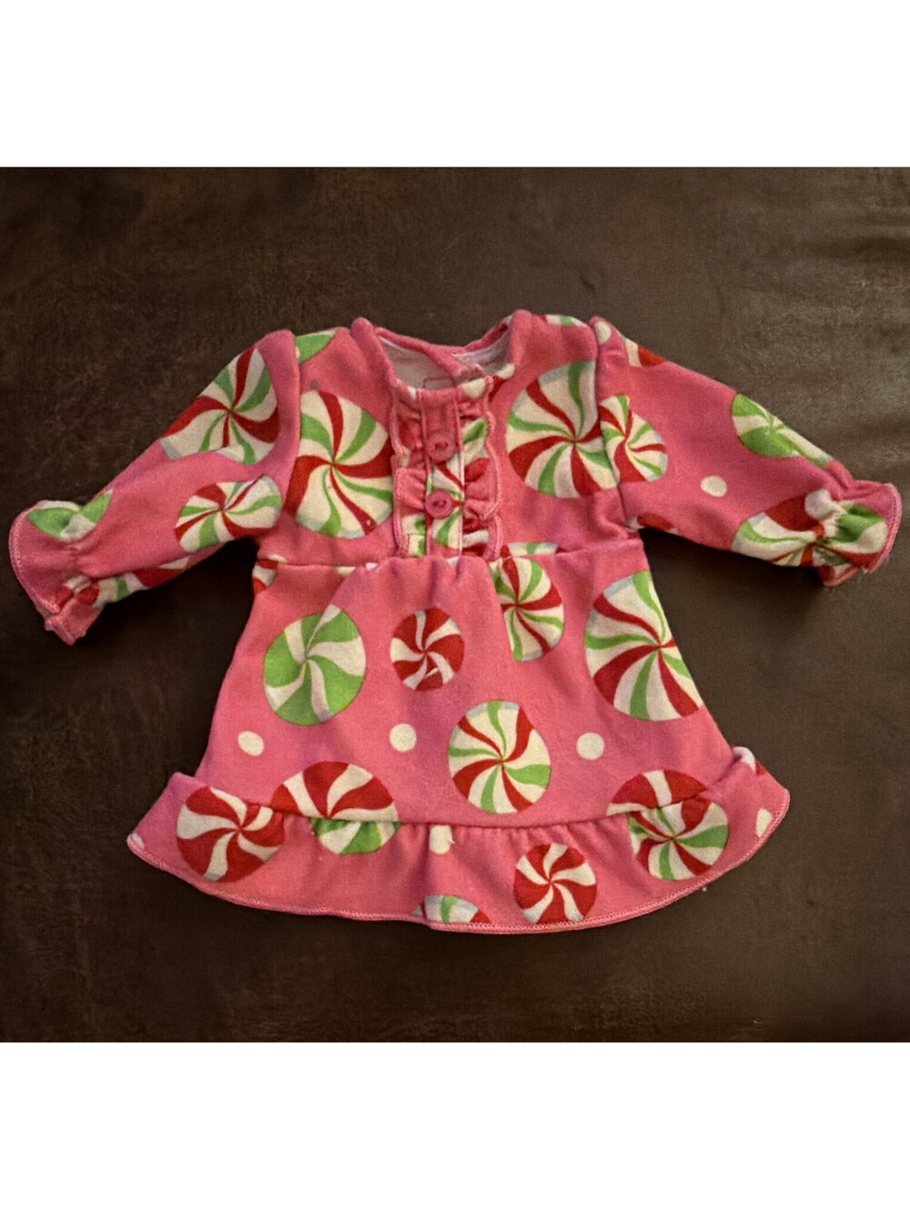 Dollie & Me Holiday 18 in Doll Dress Pink Peppermint Print Cloth, 1pc